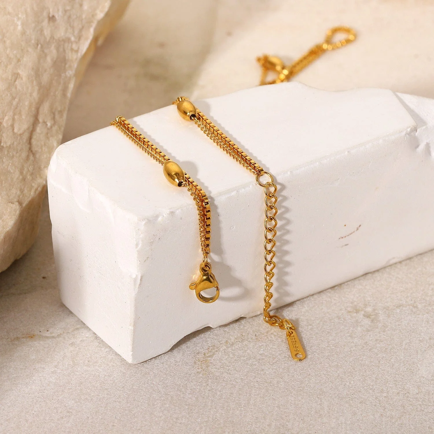Double Layered Gold Beaded Necklace - Image 2
