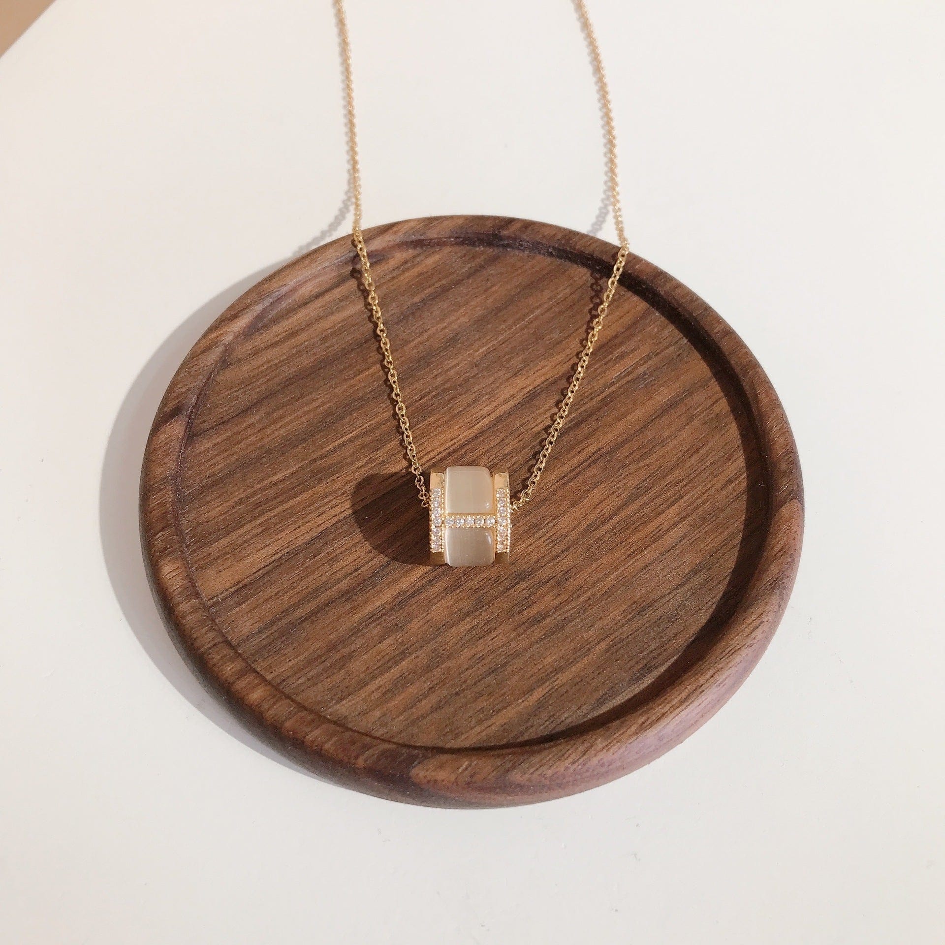 Double Layered Iridescent Stone and Pearl Necklace - Image 4