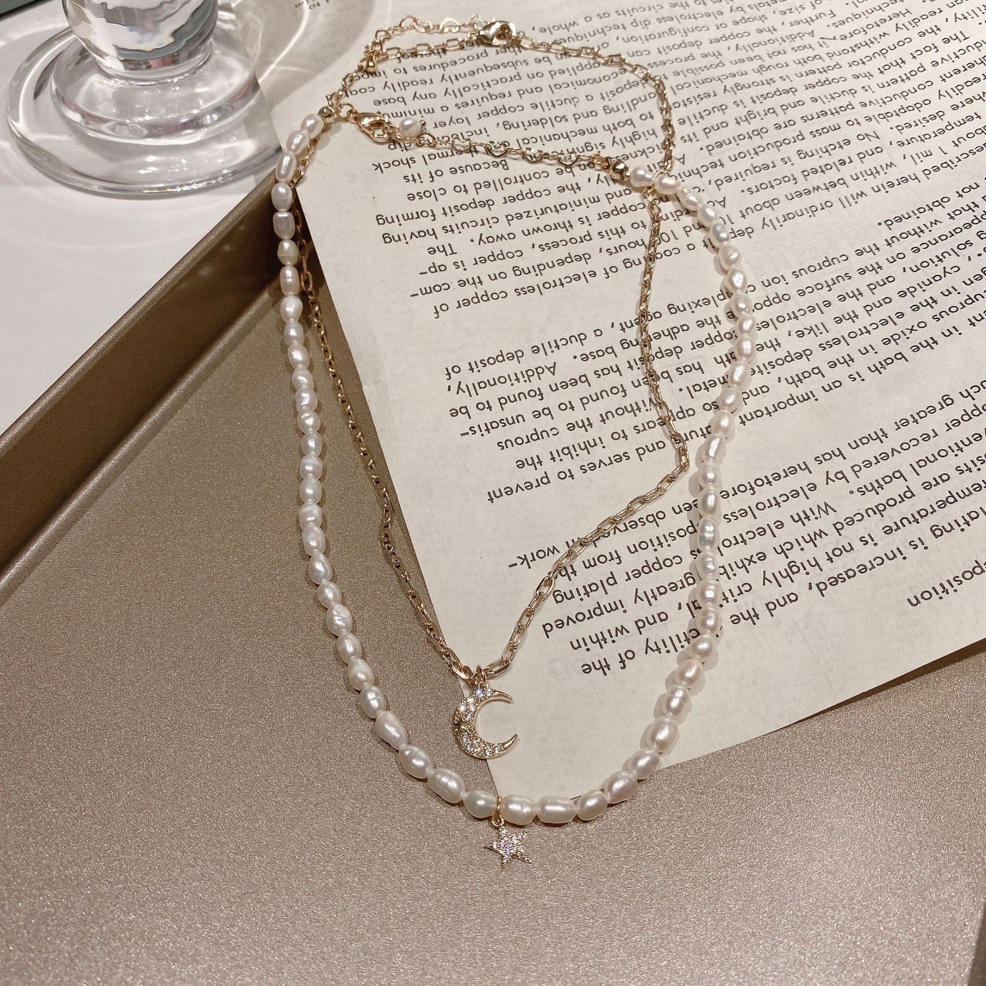 Double Layered Moon & Star Charm Necklace - Image 2