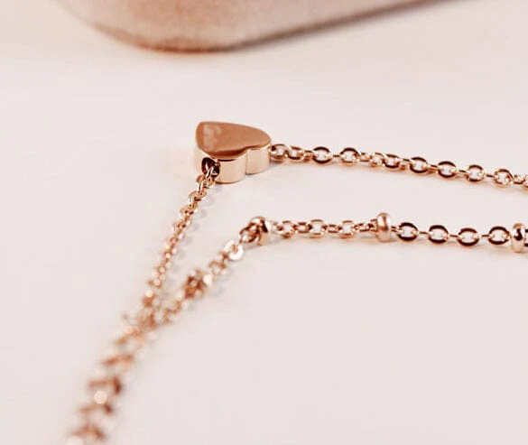 Double Layered Rose Gold Heart Necklace - Image 2