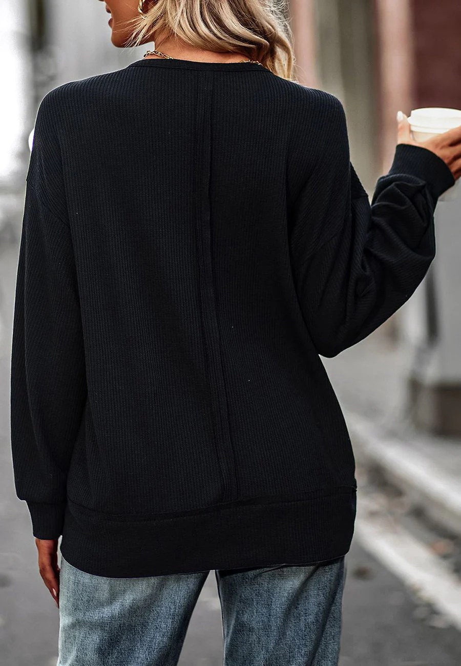 Double Slit Ribbed Knit Sweater - Image 6