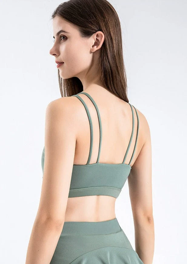 Double Strap Scoop Low Back Sports Bra - Image 2