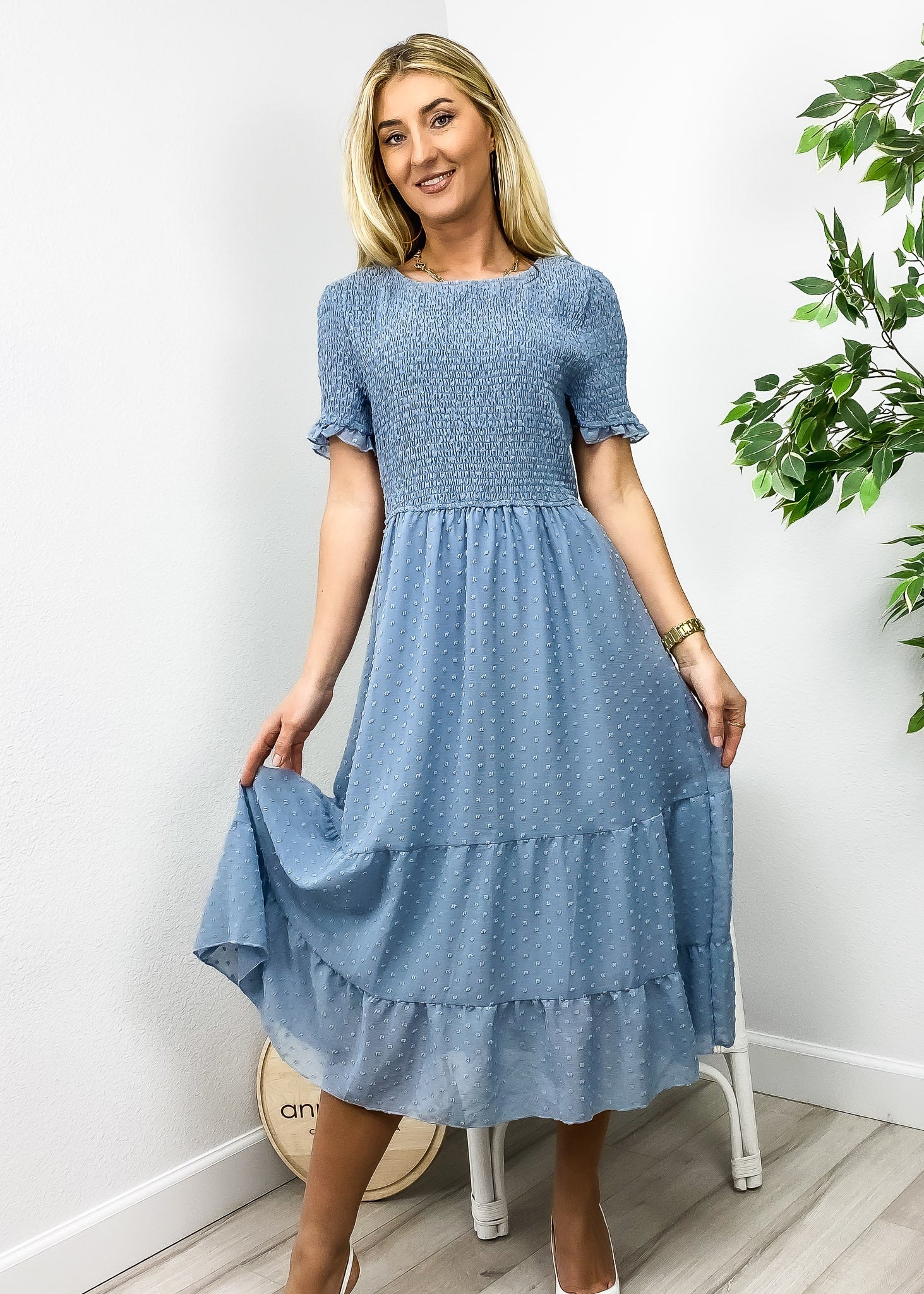 Double Textured Tiered Dress - Image 2