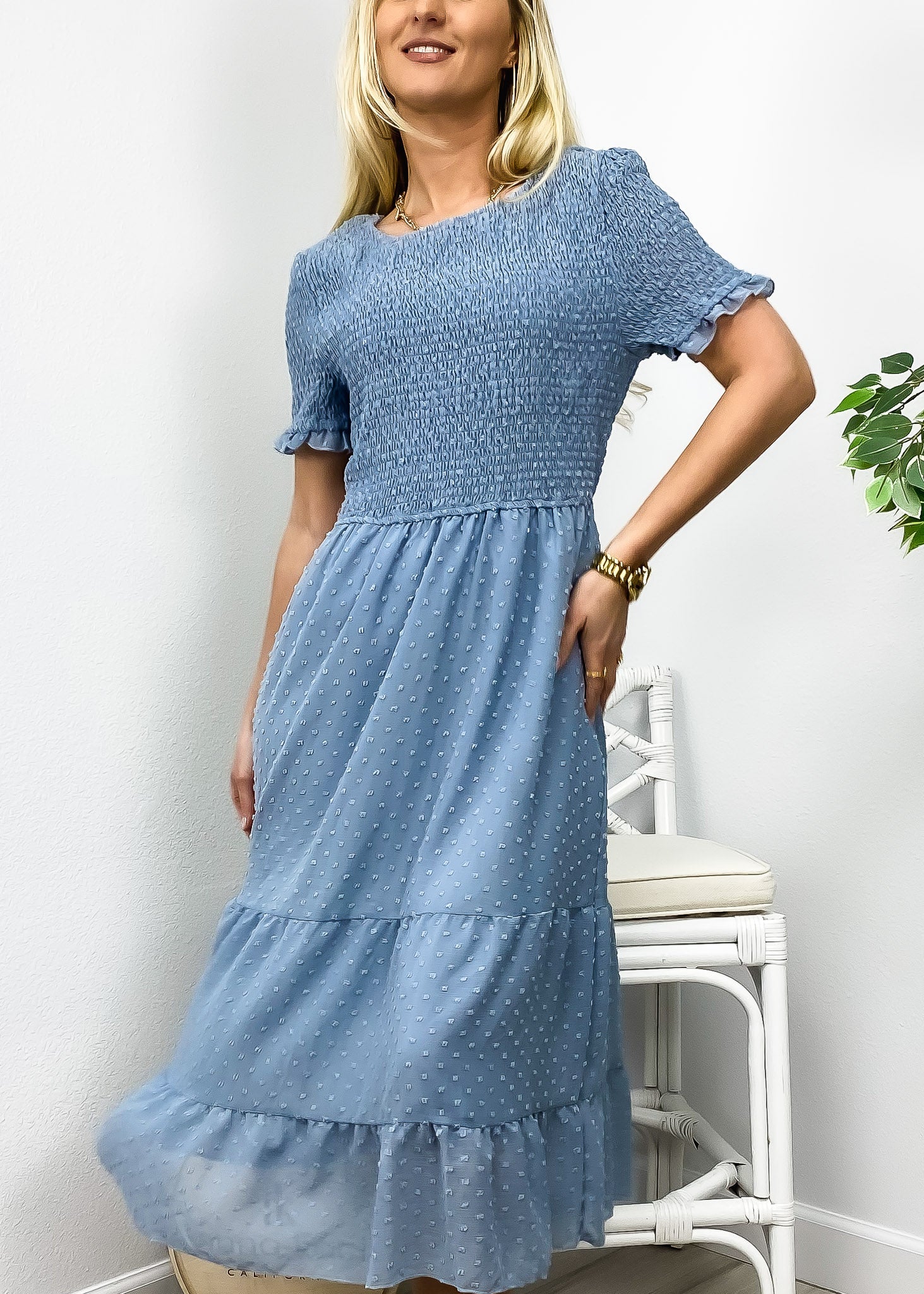 Double Textured Tiered Dress - Image 5