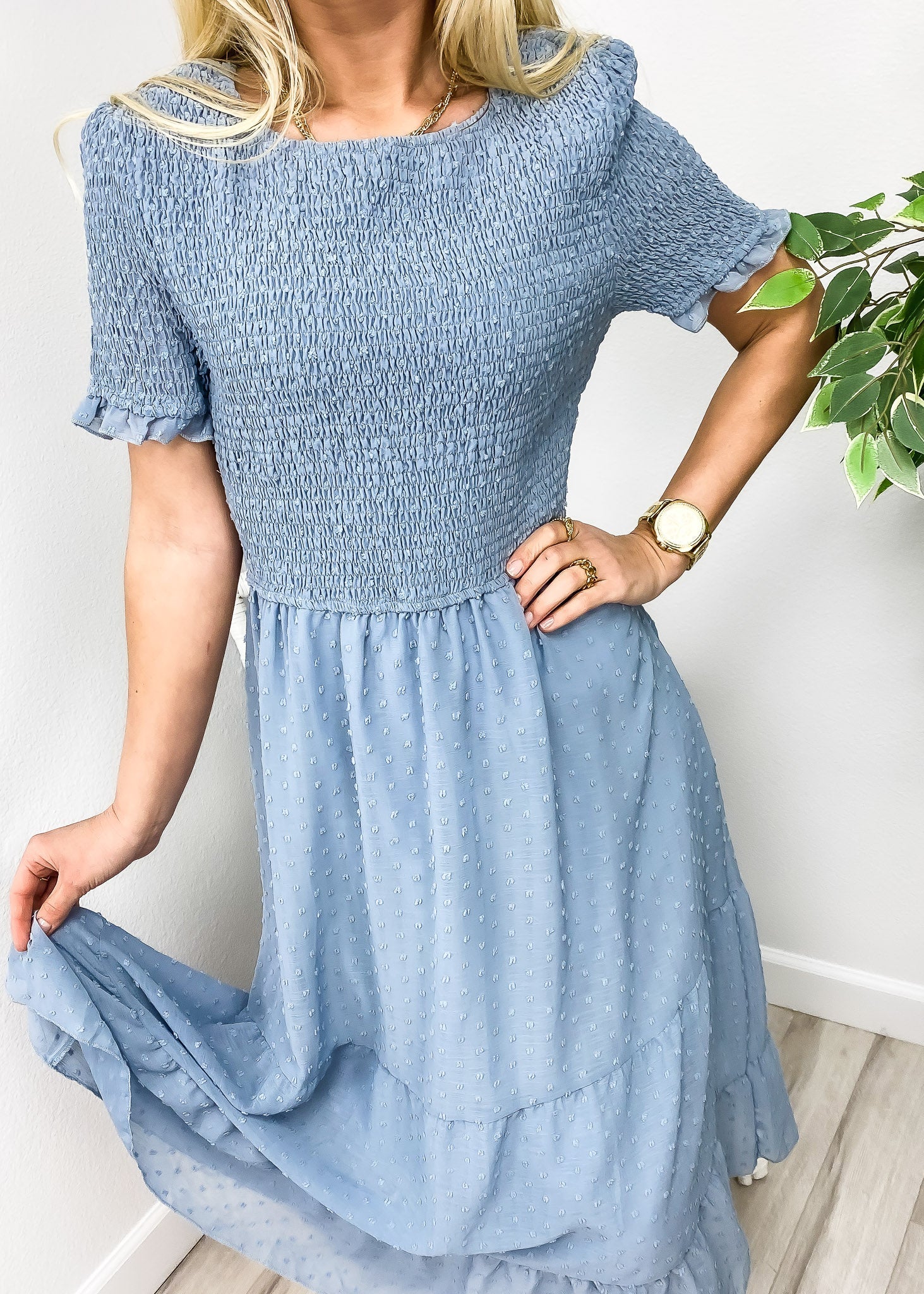 Double Textured Tiered Dress - Image 6
