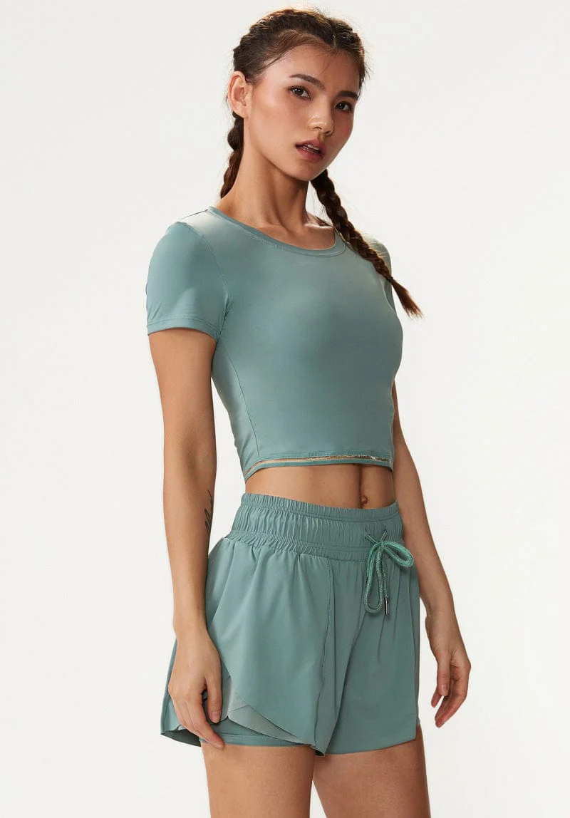 Drawstring Waist Lined Active Shorts - Image 7
