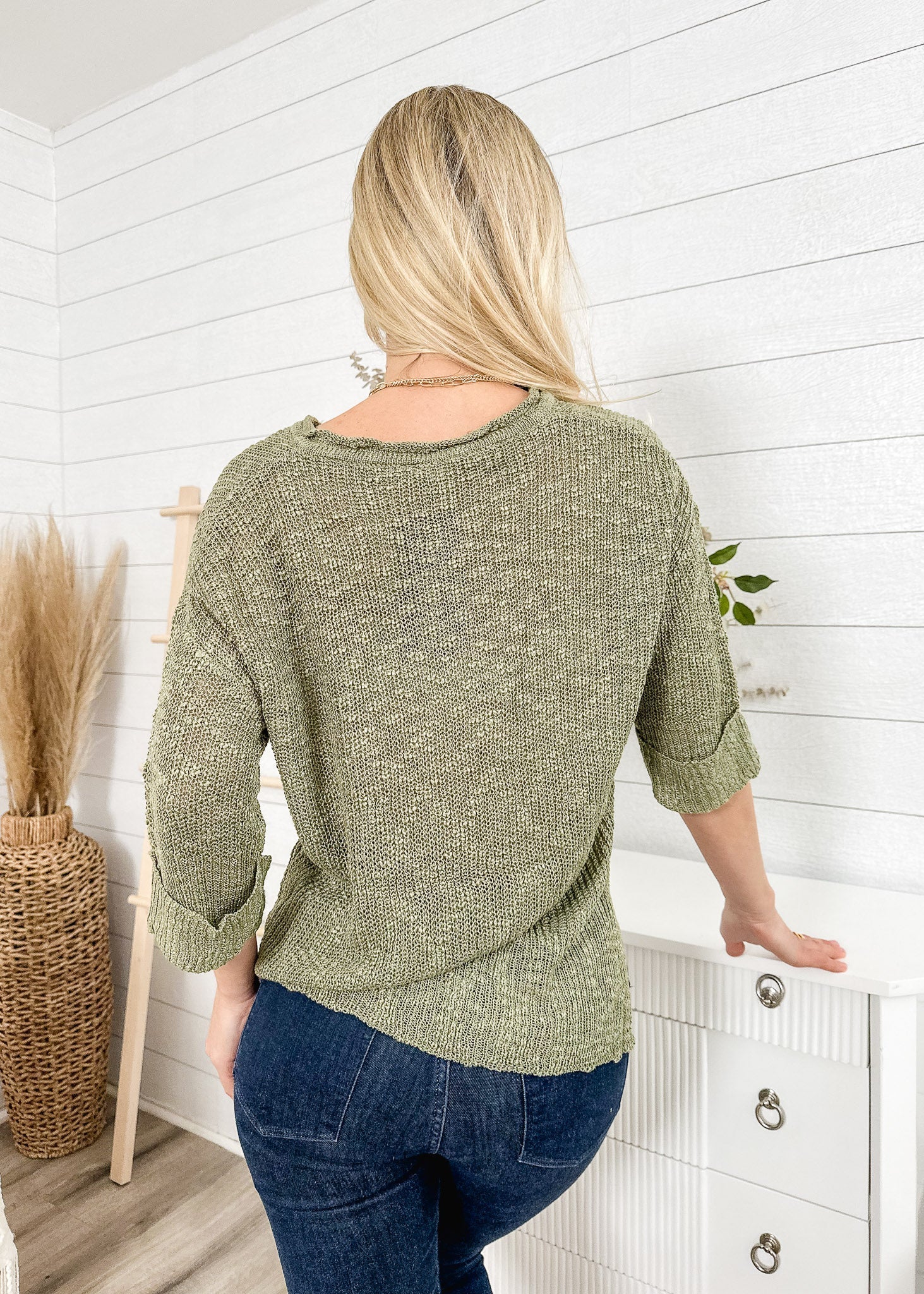 Drop Shoulder 3/4 Length Sweater - Image 6