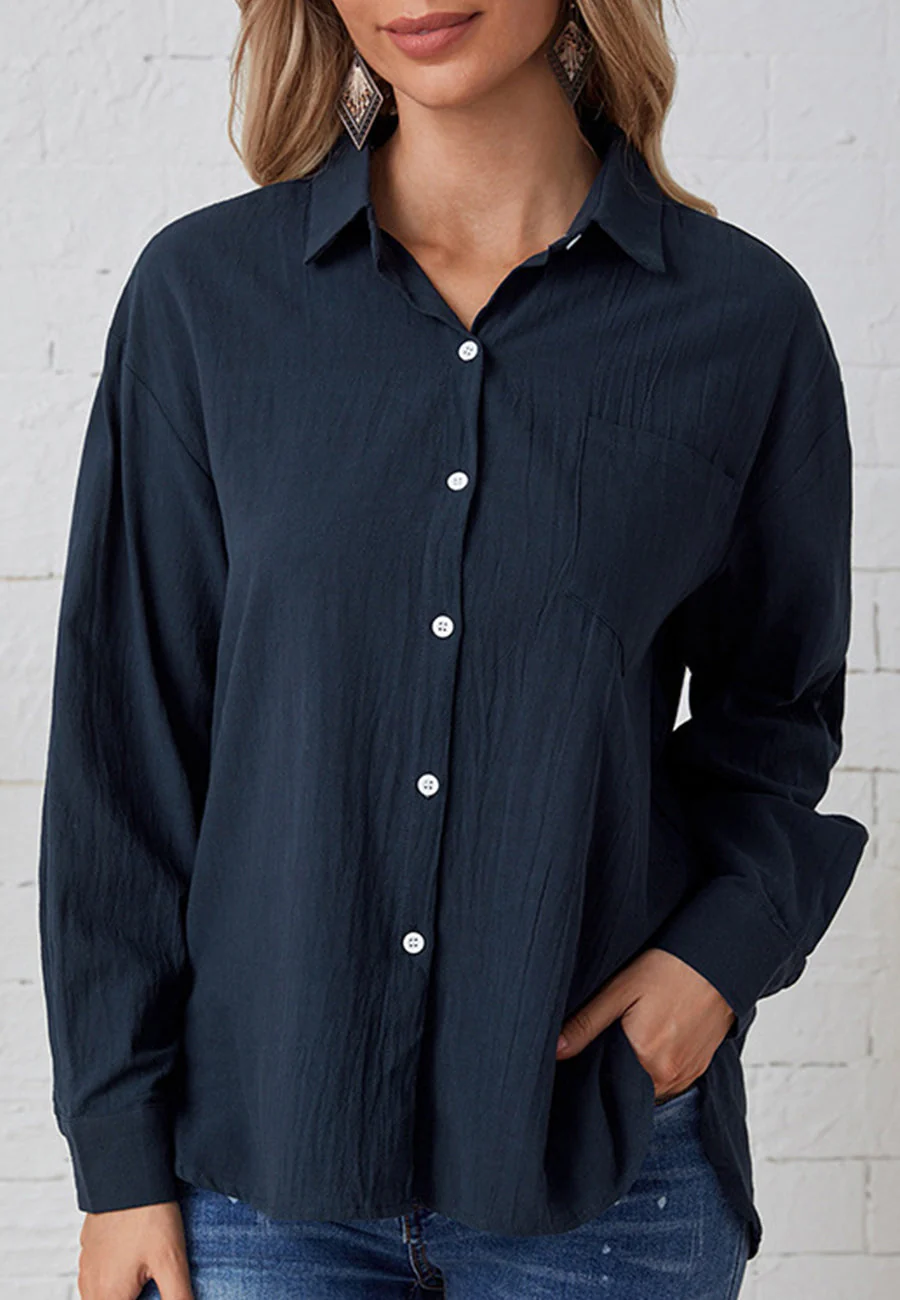 Drop Shoulder Button Down Plaid Polo - Image 3