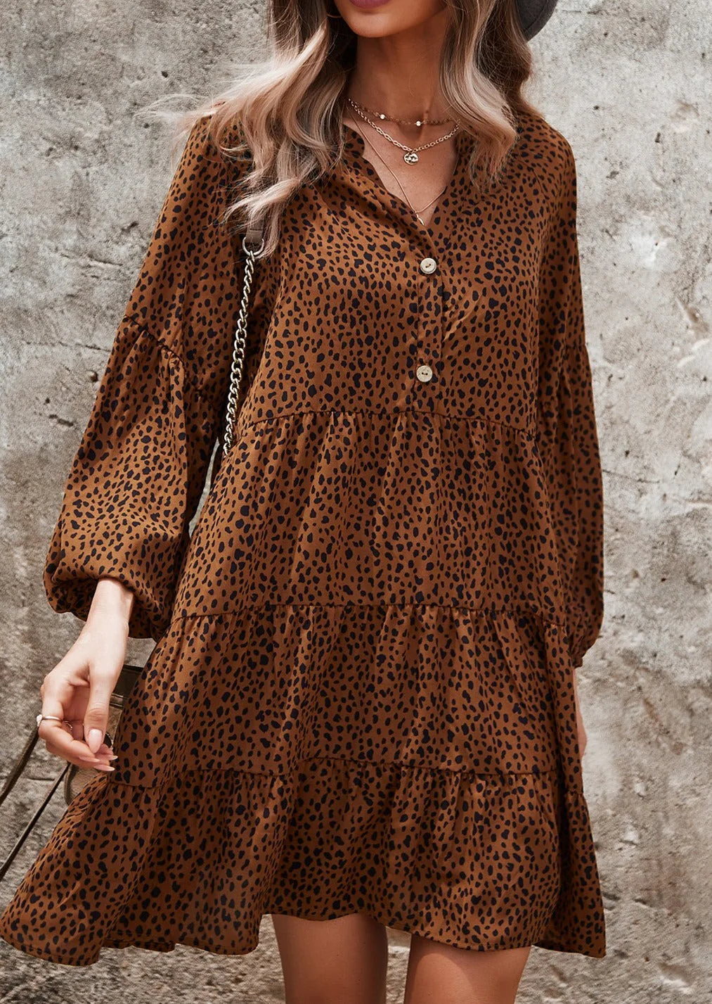 Drop Shoulder Cheetah Print Dress - Image 12