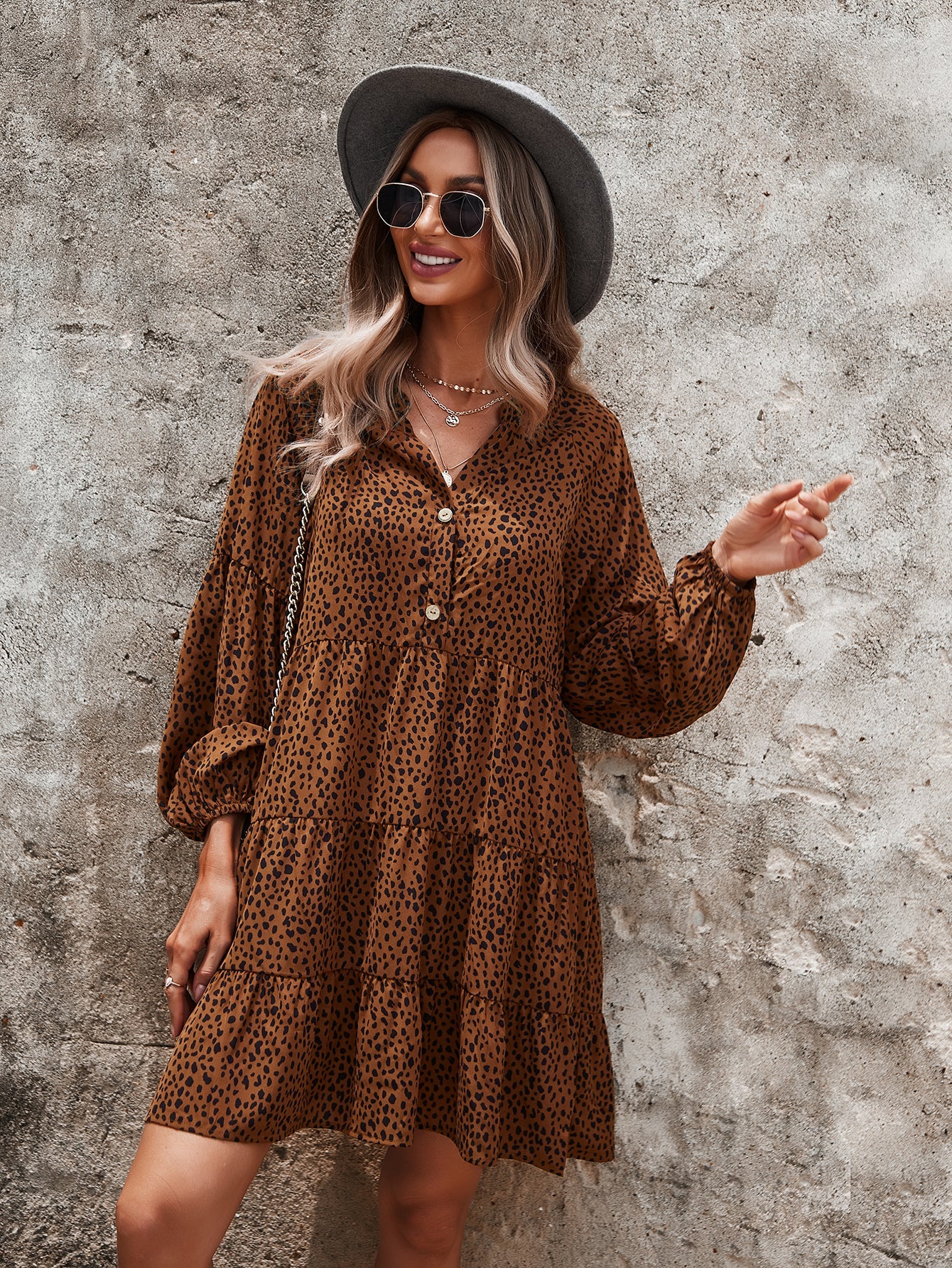 Drop Shoulder Cheetah Print Dress - Image 13