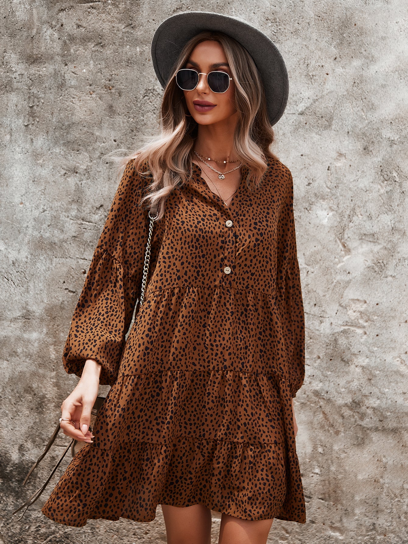 Drop Shoulder Cheetah Print Dress - Image 15