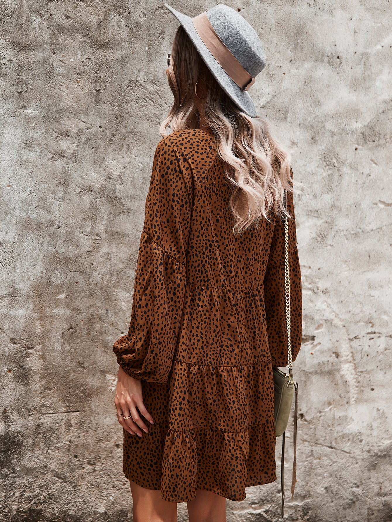 Drop Shoulder Cheetah Print Dress - Image 18
