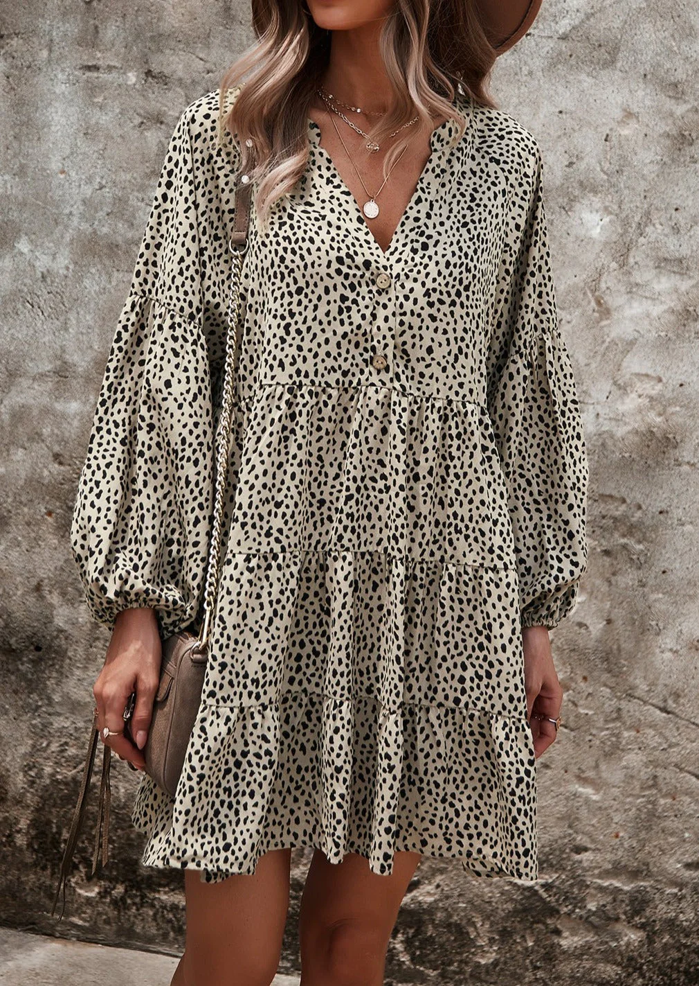 Drop Shoulder Cheetah Print Dress - Image 19