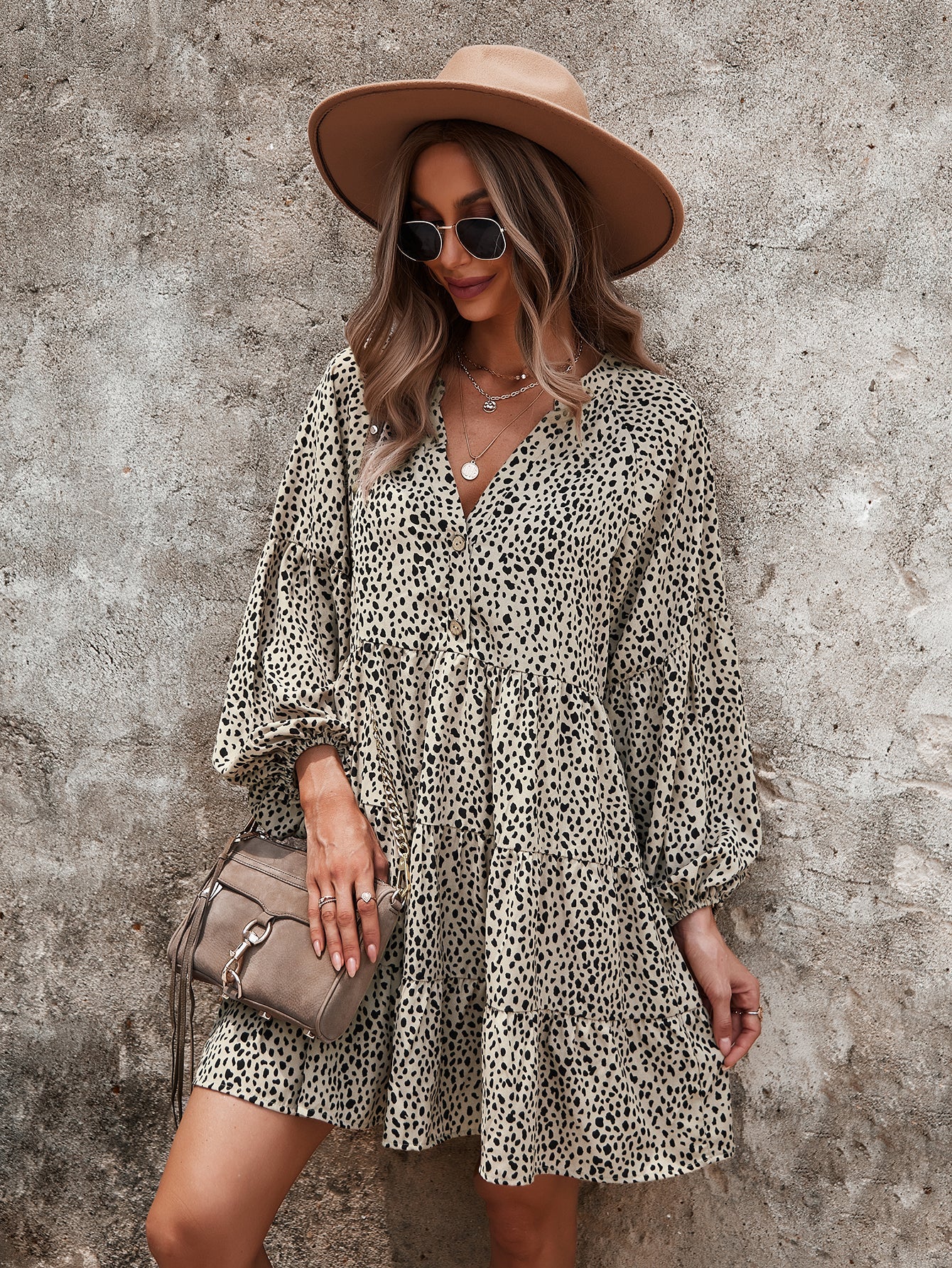 Drop Shoulder Cheetah Print Dress - Image 20