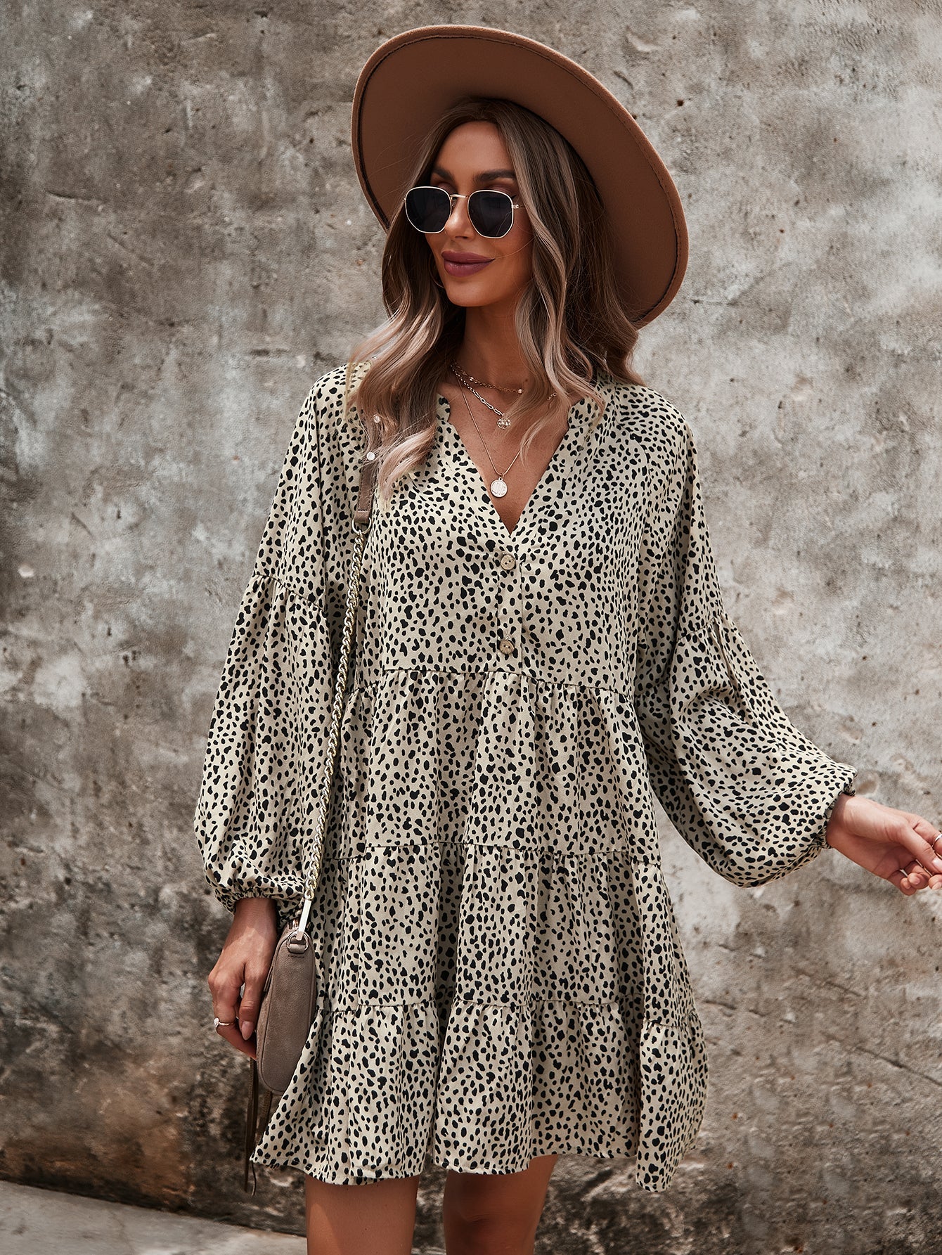 Drop Shoulder Cheetah Print Dress - Image 25