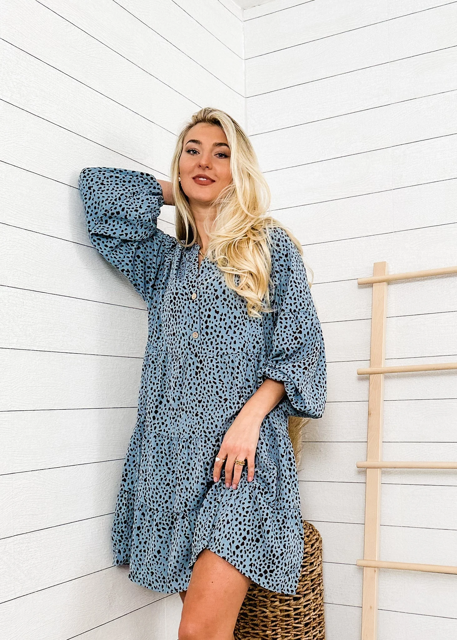 Drop Shoulder Cheetah Print Dress - Image 3