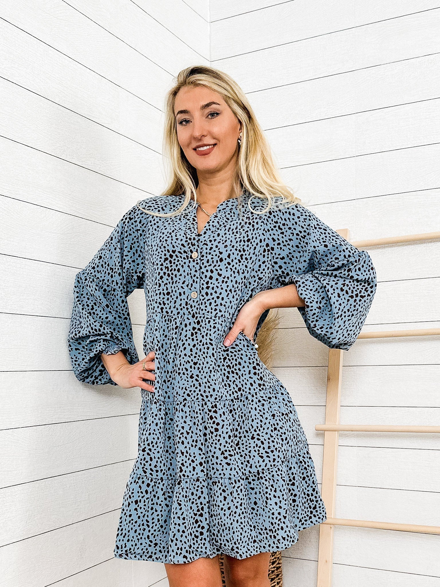 Drop Shoulder Cheetah Print Dress - Image 4