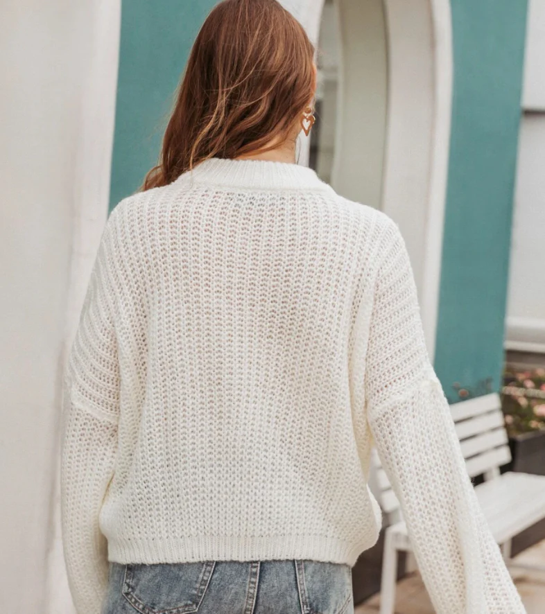 Drop Shoulder Chunky Knit Sweater - Image 11