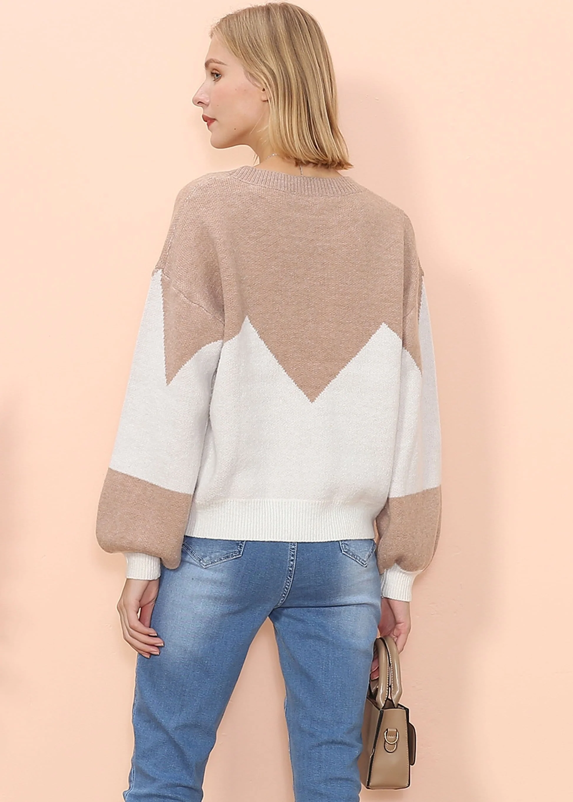 Drop Shoulder Color Block Sweater - Image 11