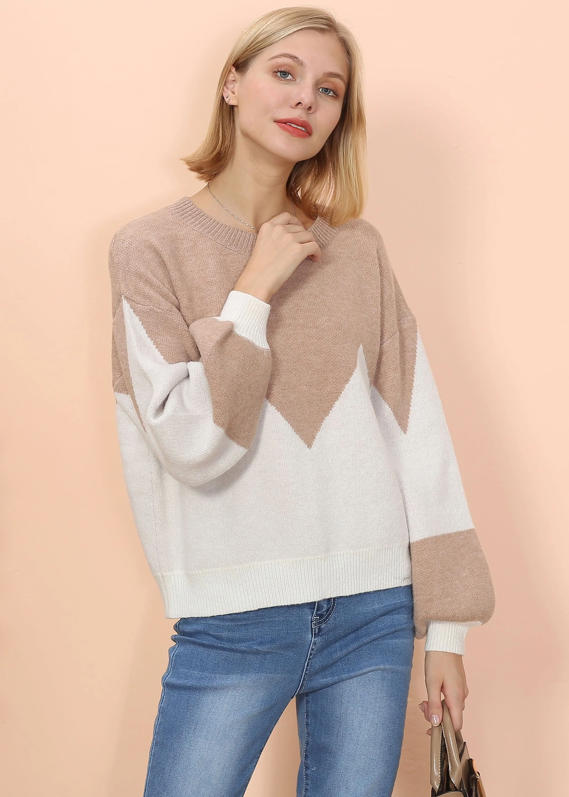 Drop Shoulder Color Block Sweater - Image 14