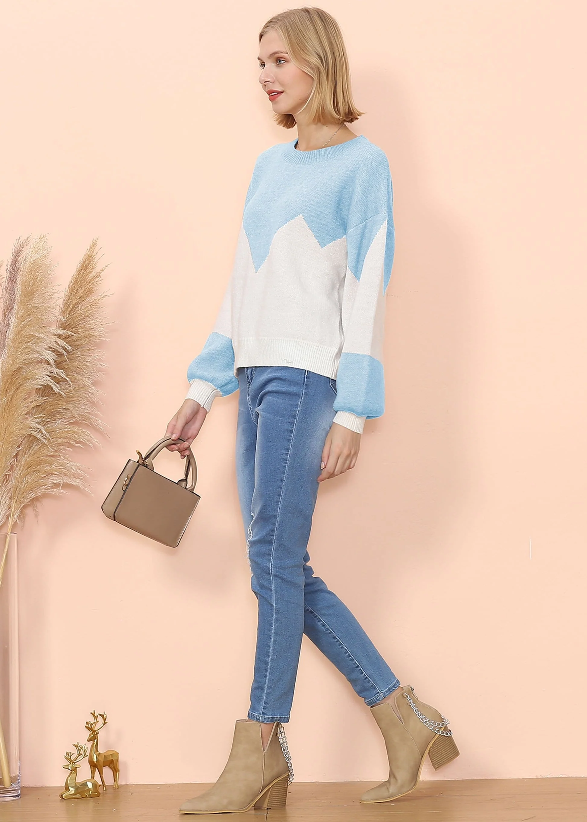 Drop Shoulder Color Block Sweater - Image 3