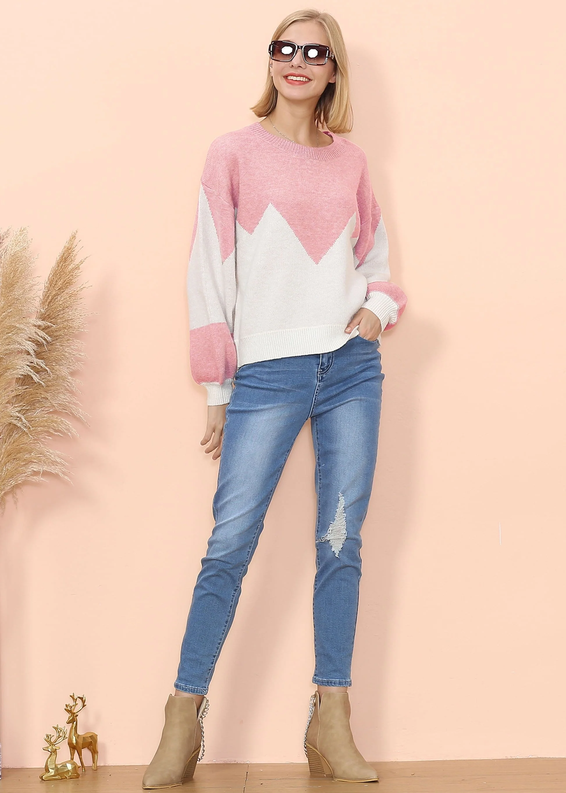 Drop Shoulder Color Block Sweater - Image 5