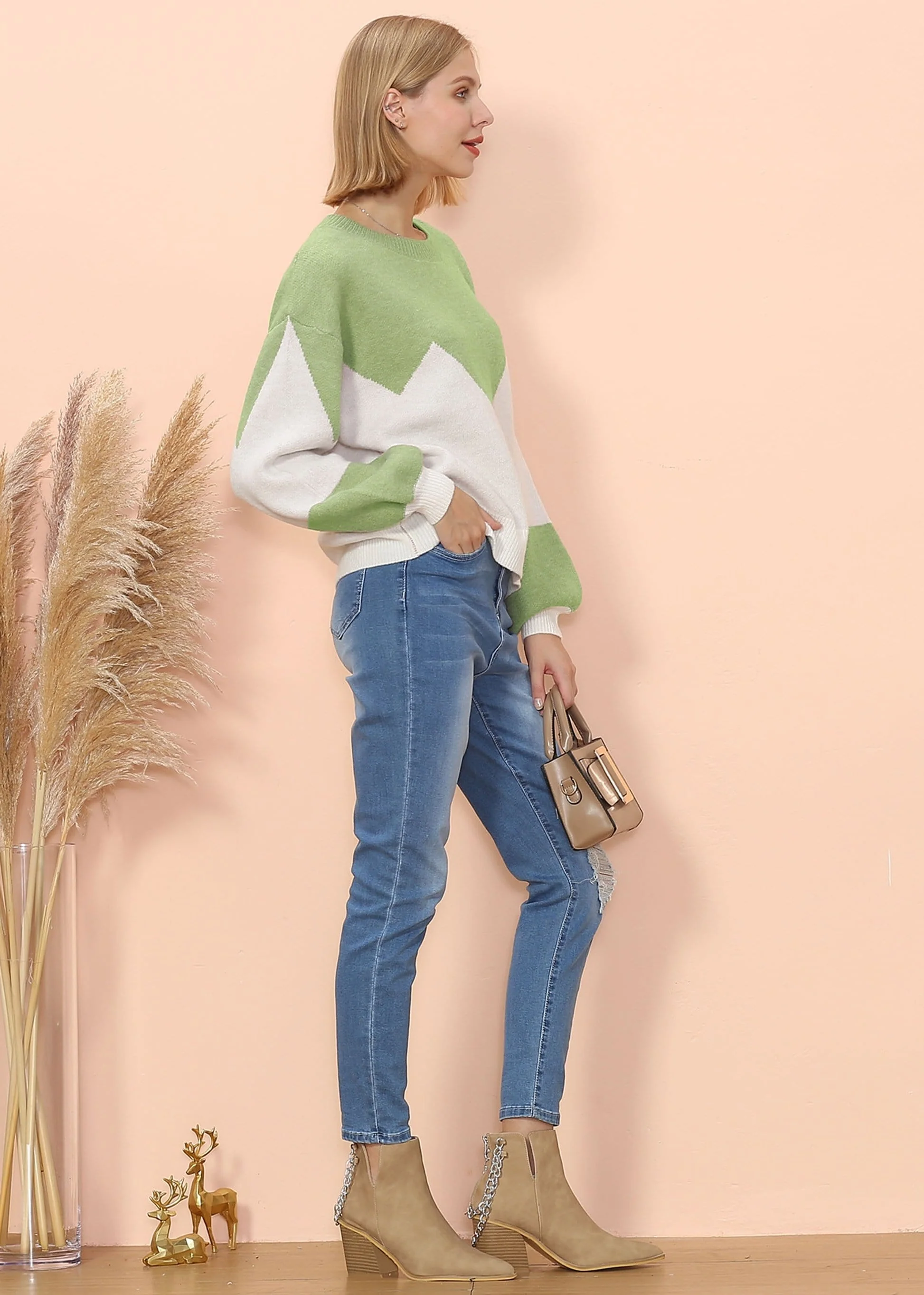 Drop Shoulder Color Block Sweater - Image 7