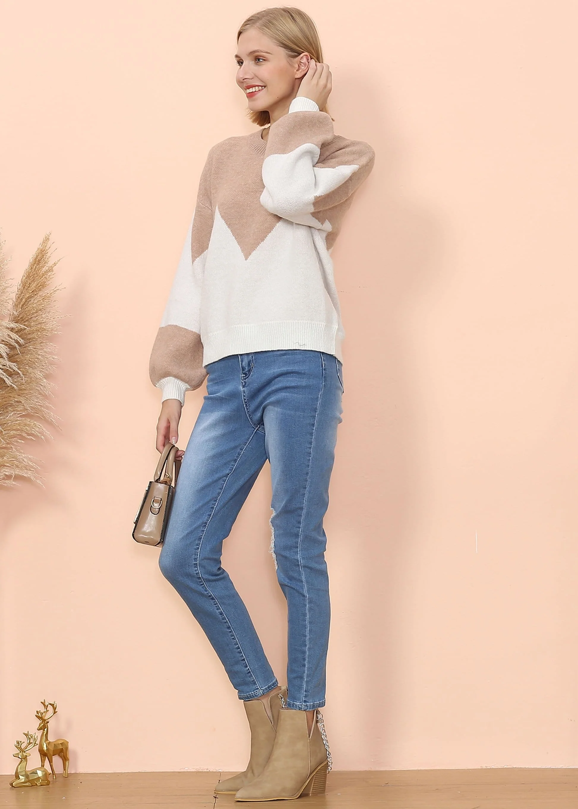Drop Shoulder Color Block Sweater - Image 8