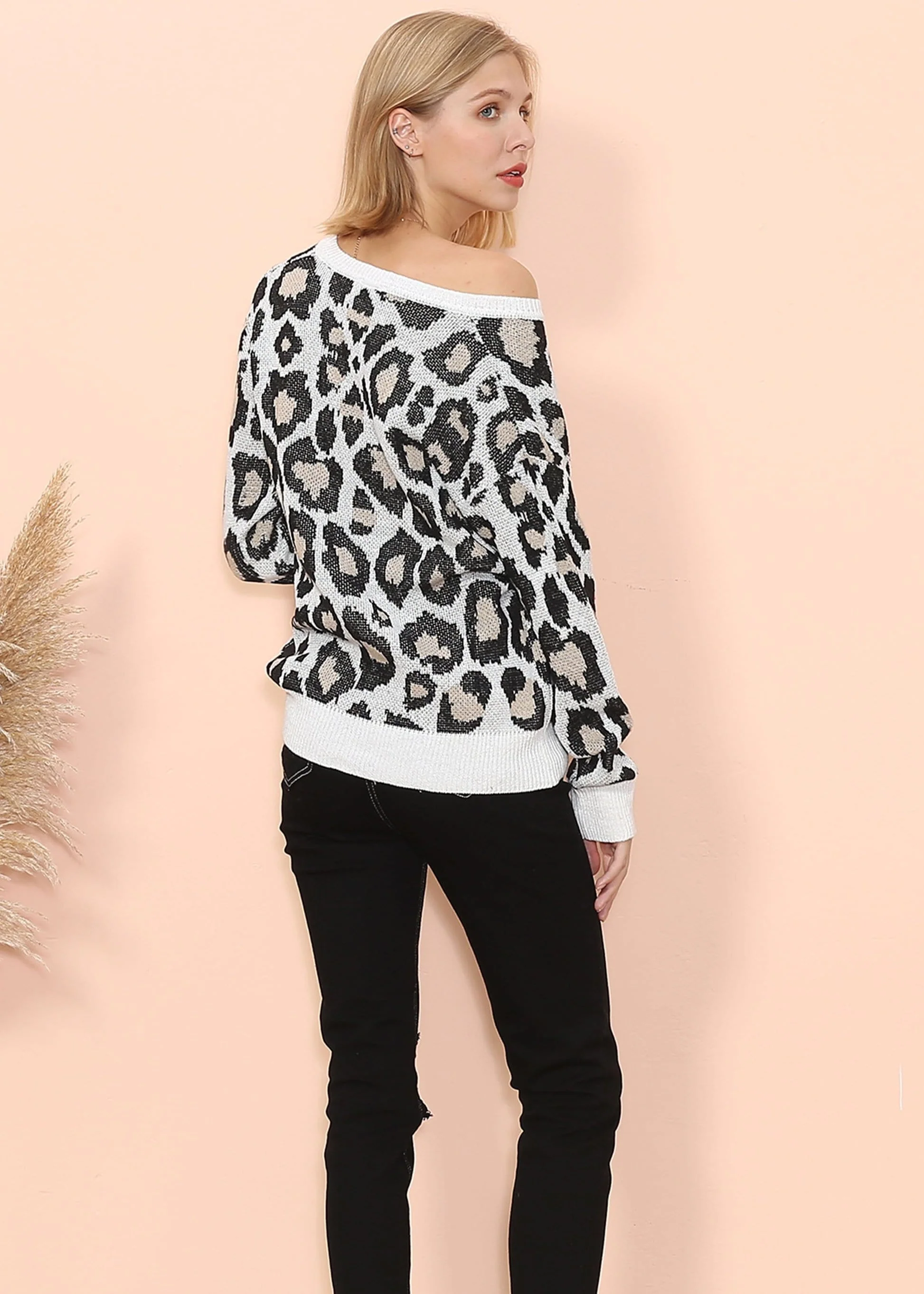 Drop Shoulder Leopard Print Sweater - Image 5