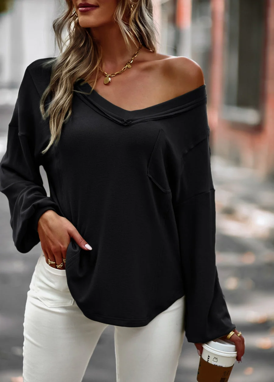 Drop Shoulder Pocket Fall Sweater - Image 2