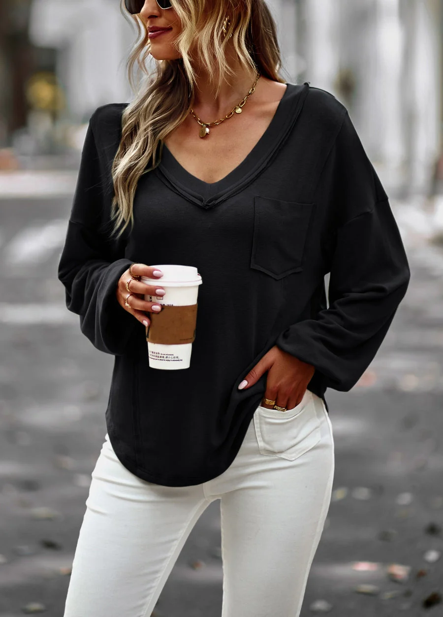 Drop Shoulder Pocket Fall Sweater - Image 4