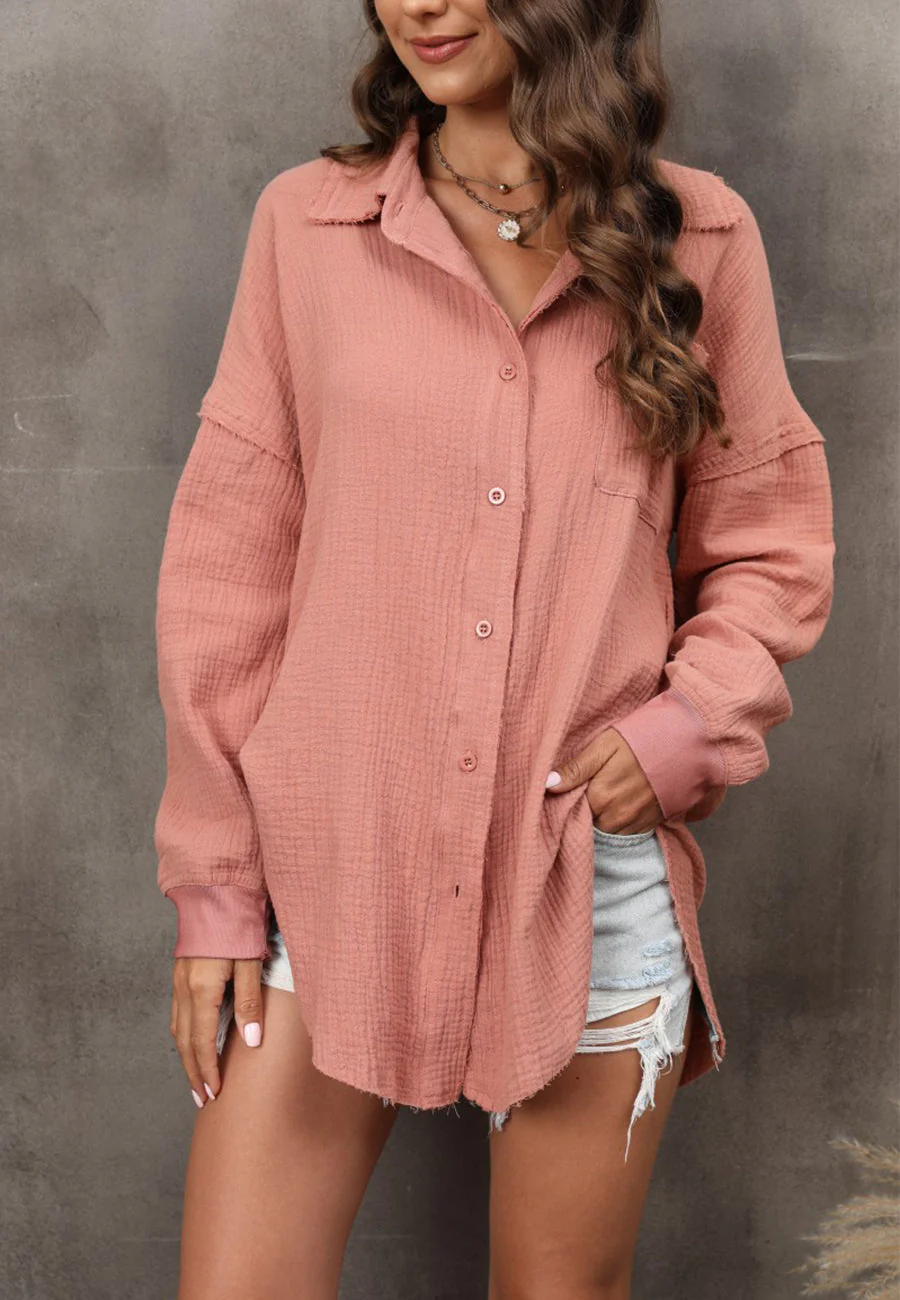 Drop Shoulder Rounded Hem Blouse - Image 10