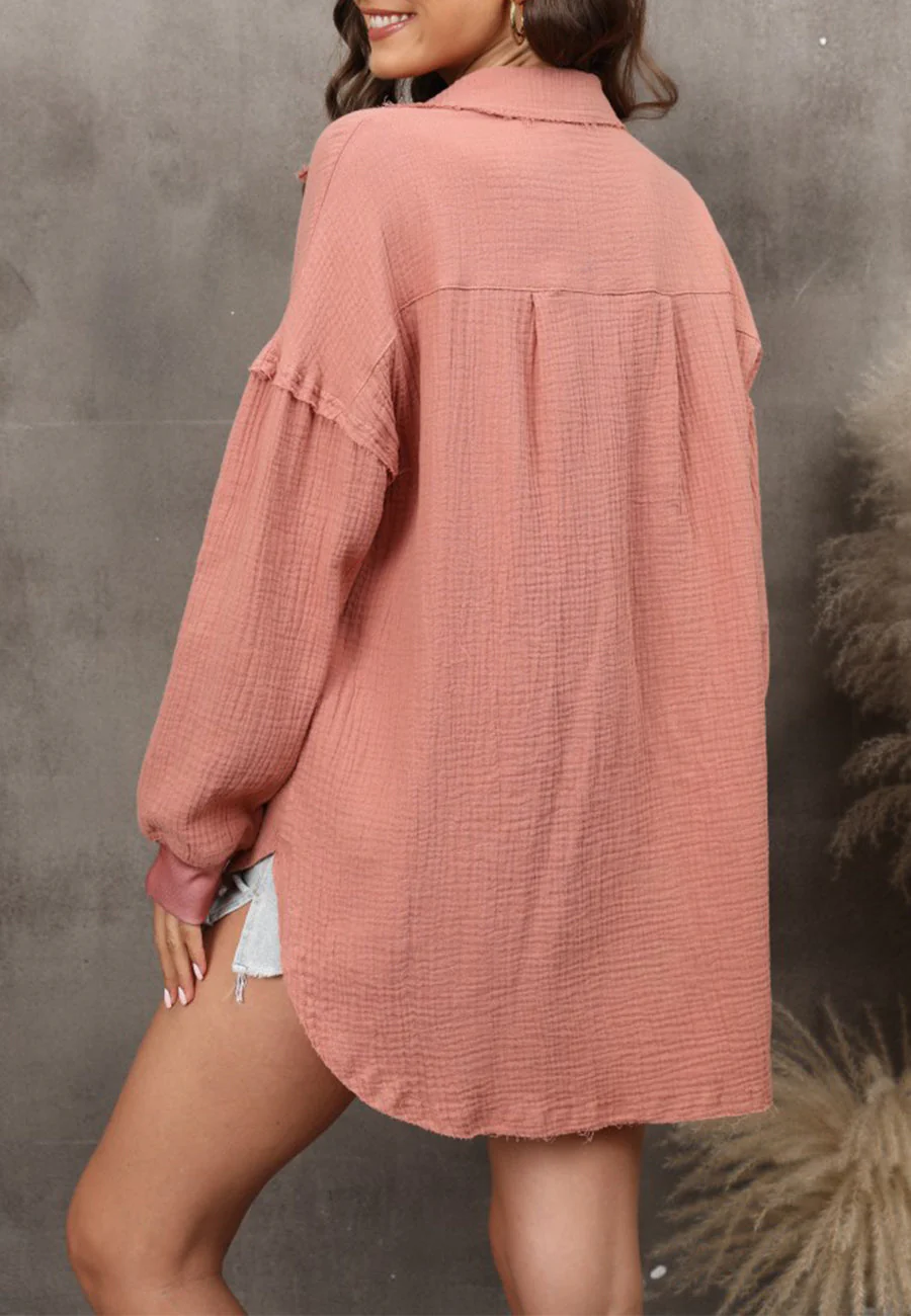 Drop Shoulder Rounded Hem Blouse - Image 11