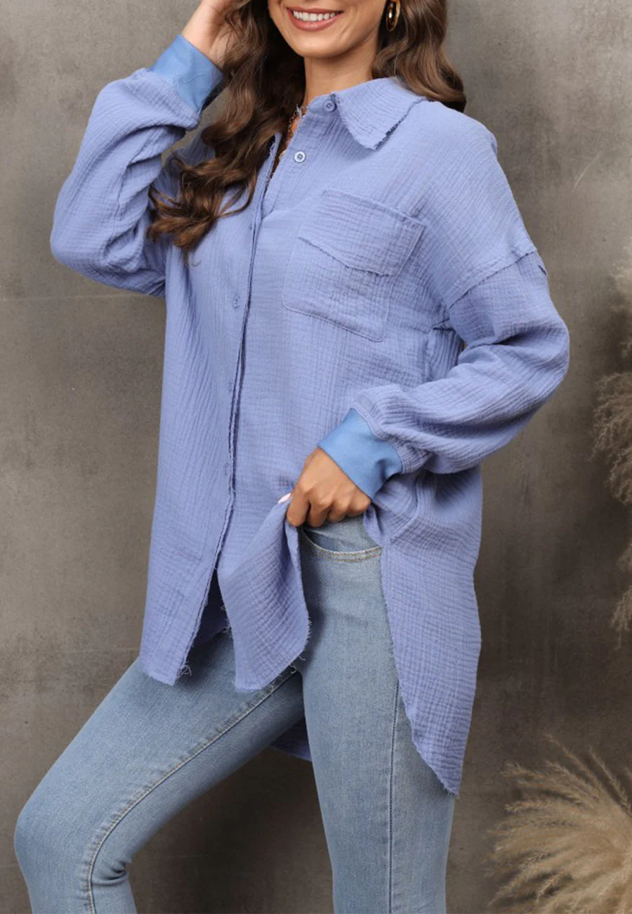 Drop Shoulder Rounded Hem Blouse - Image 4