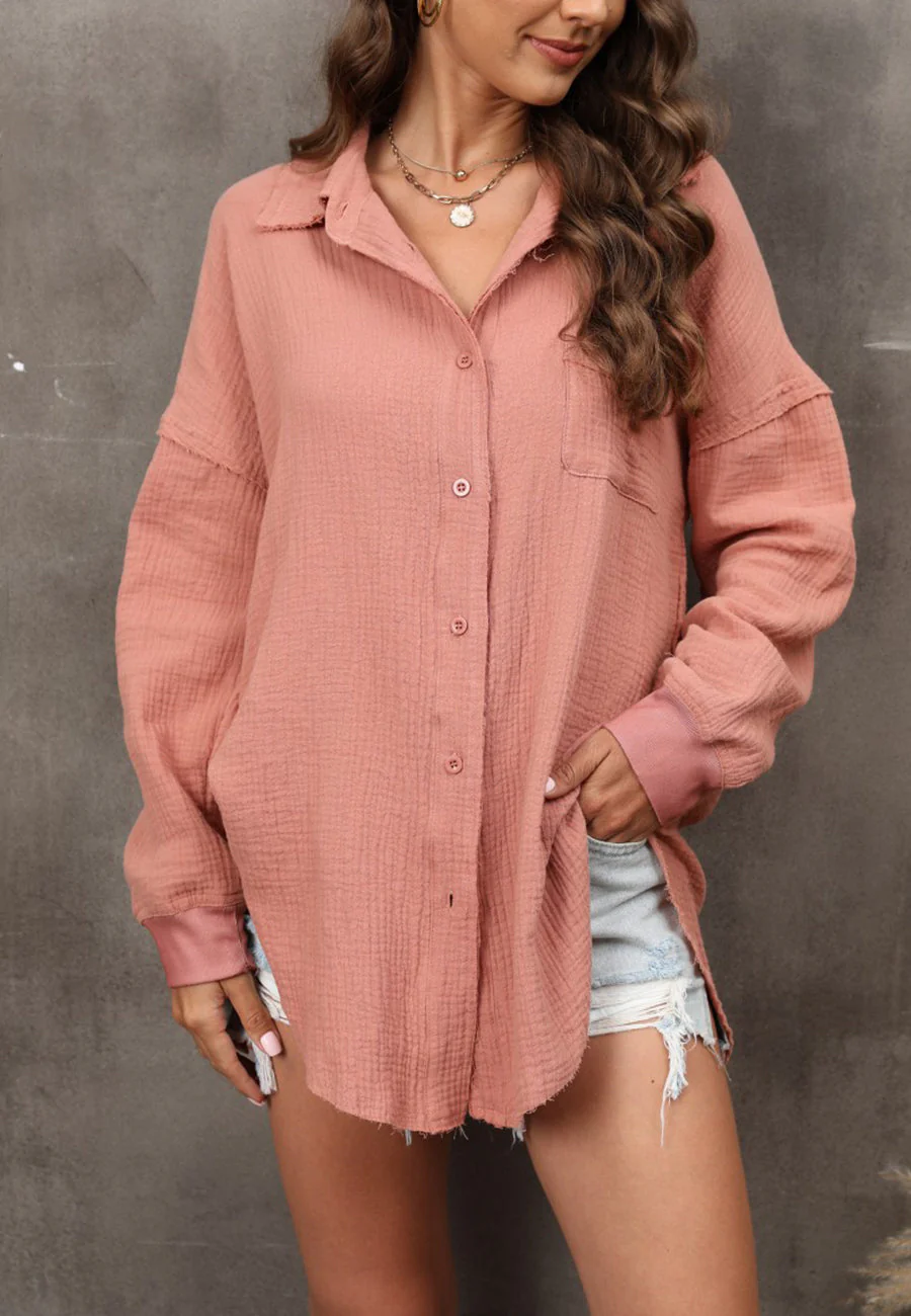 Drop Shoulder Rounded Hem Blouse - Image 7