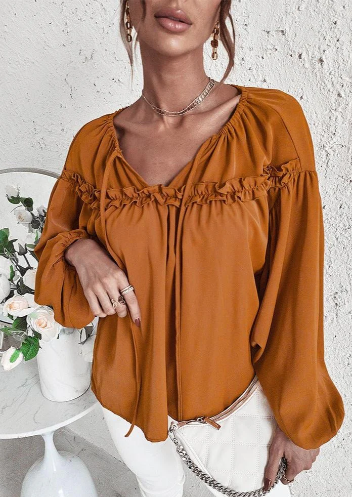 Drop Shoulder Ruffle Detail Blouse - Image 2
