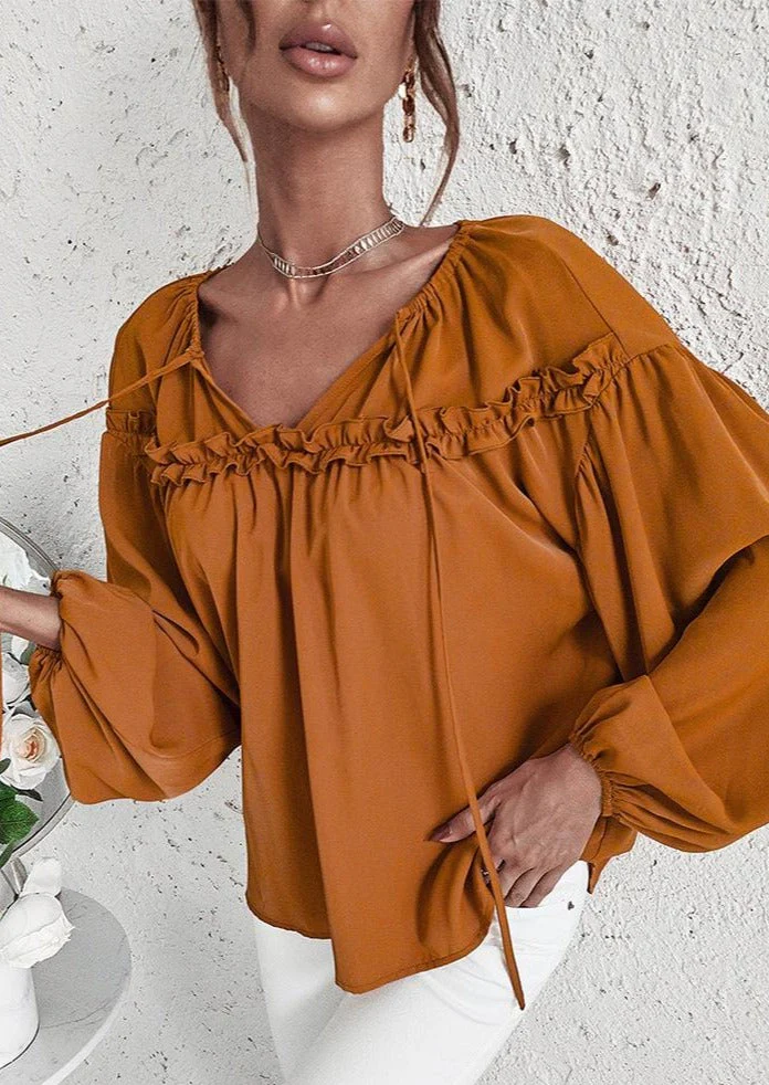 Drop Shoulder Ruffle Detail Blouse - Image 4