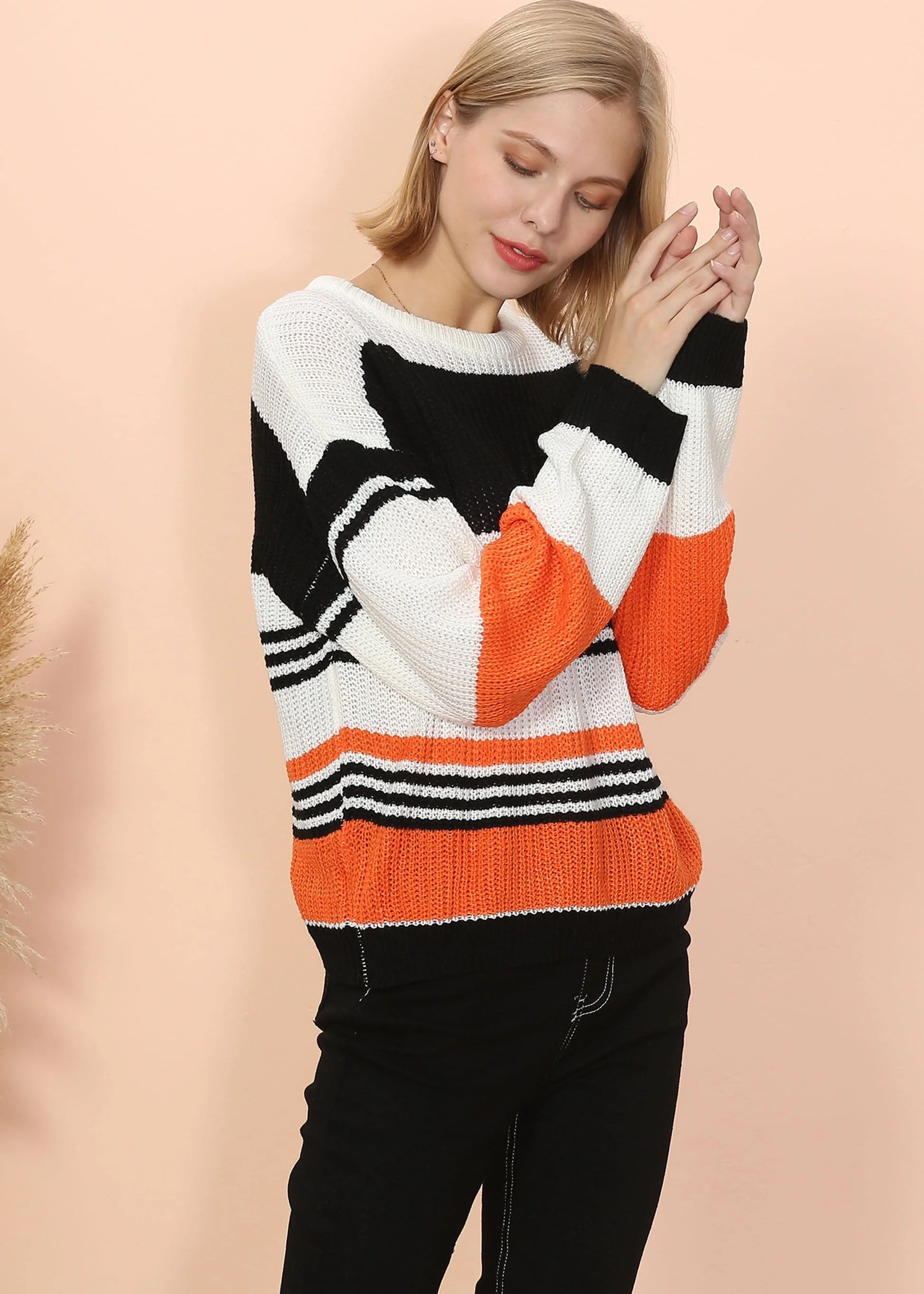 Drop Shoulder Striped Knit Sweater - Image 5