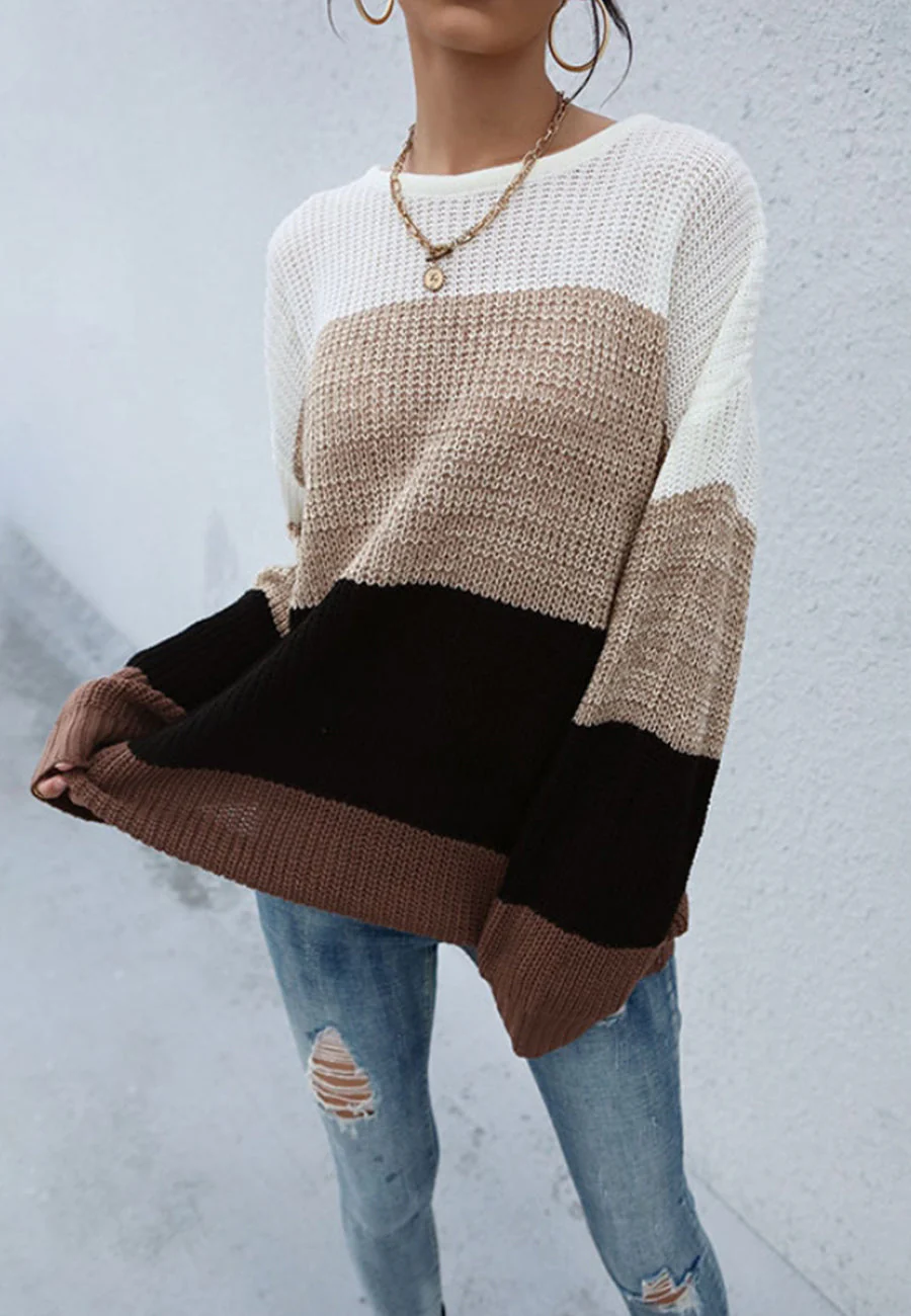 Drop Shoulder Striped Oversized Sweater - Image 2