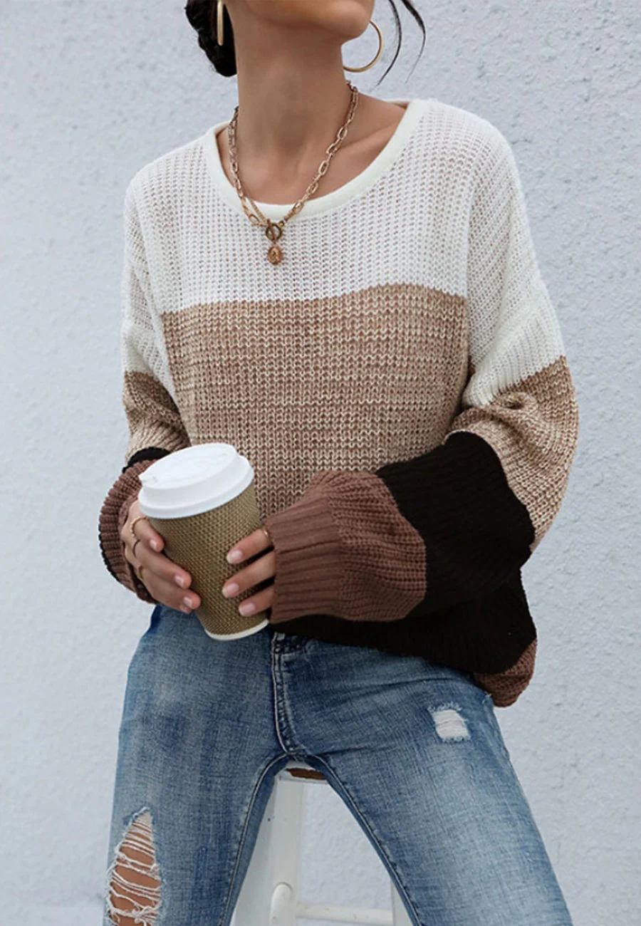 Drop Shoulder Striped Oversized Sweater - Image 3