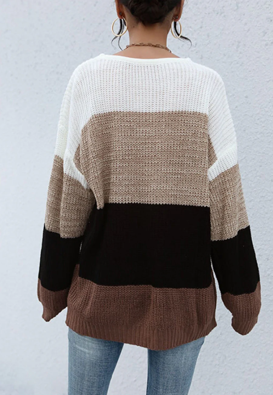 Drop Shoulder Striped Oversized Sweater - Image 4