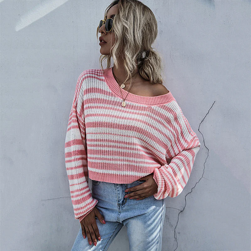 Drop Shoulder Striped Sweater - Image 14