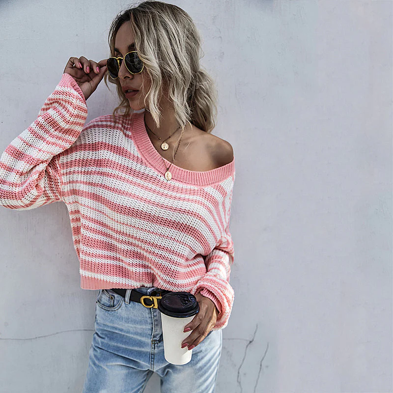Drop Shoulder Striped Sweater - Image 16