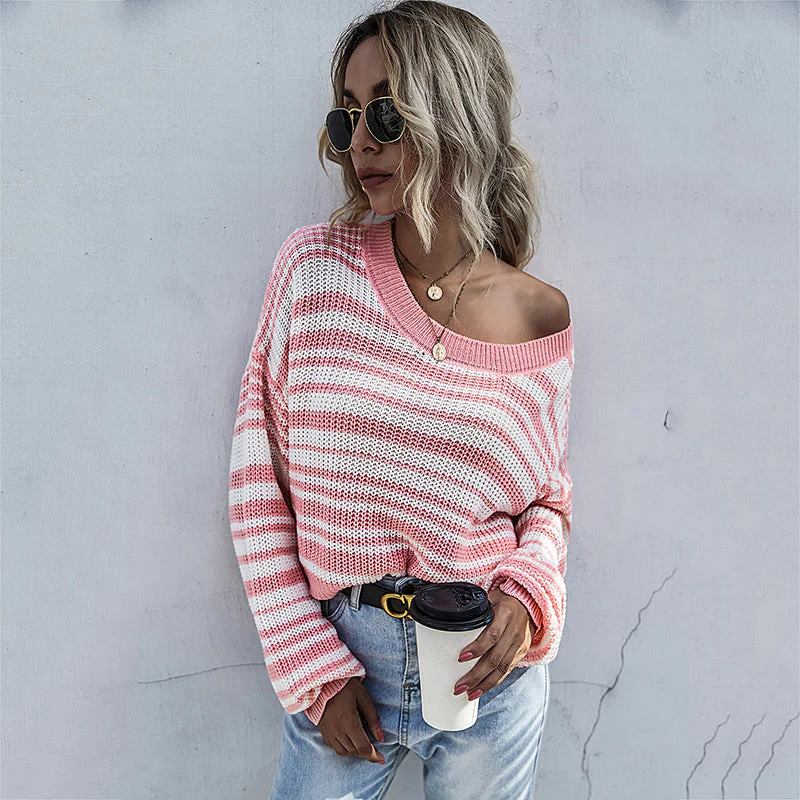 Drop Shoulder Striped Sweater - Image 20
