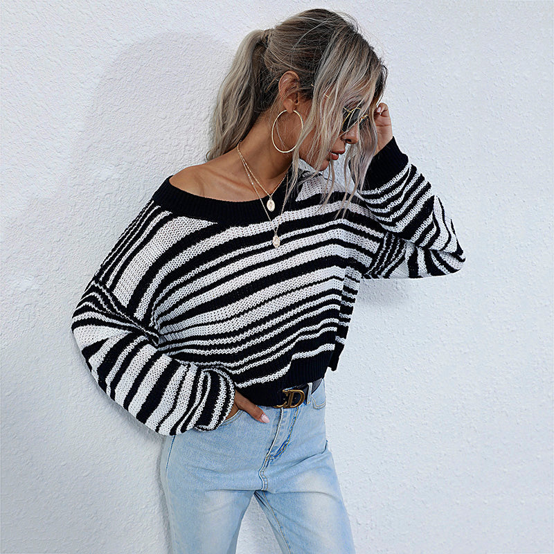 Drop Shoulder Striped Sweater - Image 3
