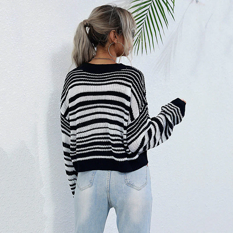 Drop Shoulder Striped Sweater - Image 4