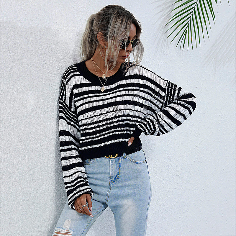 Drop Shoulder Striped Sweater - Image 7