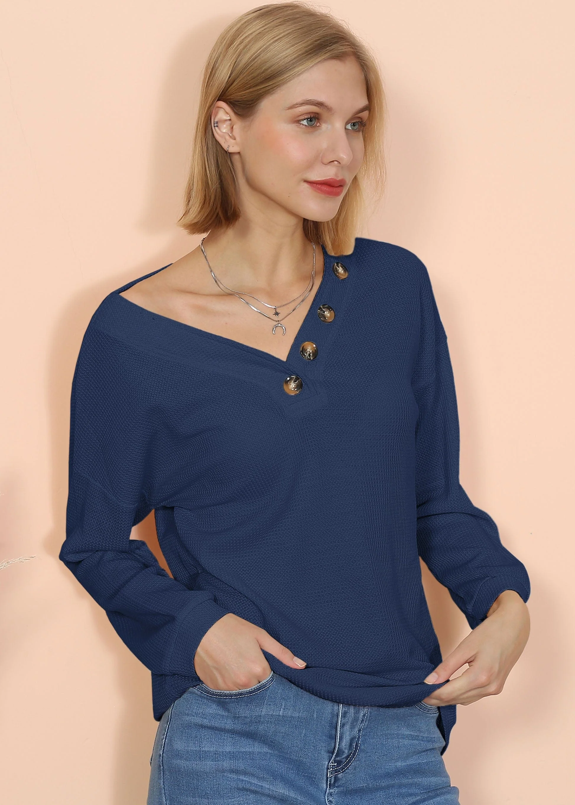 Drop Shoulder Textured Knit Sweater - Image 2