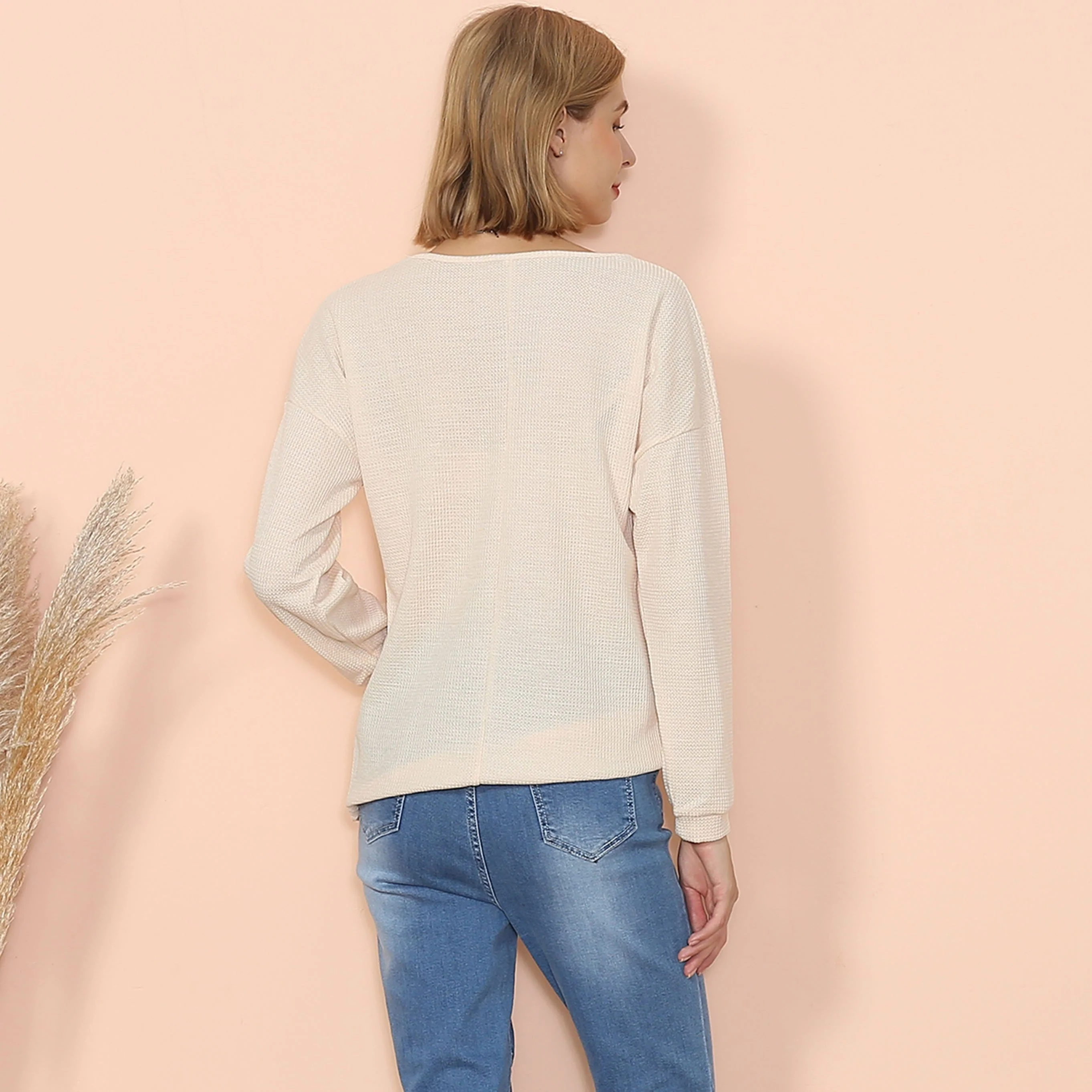 Drop Shoulder Textured Knit Sweater - Image 8