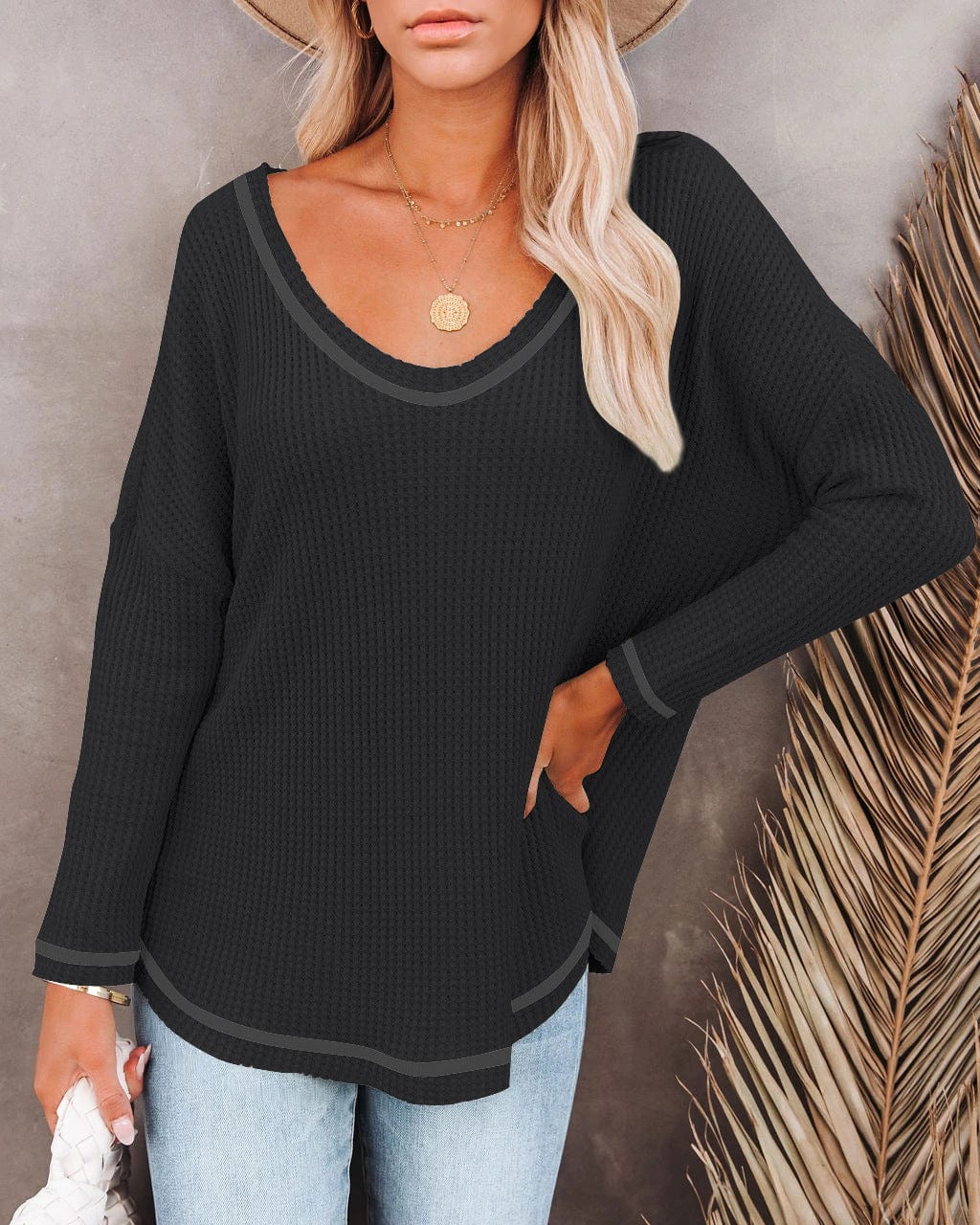 Drop Shoulder Textured Light Sweater